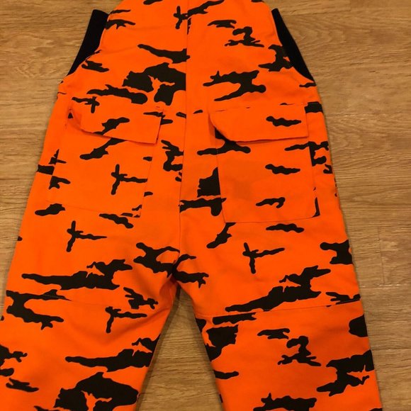 Columbia VINTAGE Gore Tex Thinsulate Men Medium Orange Camo Hunting Bib Overalls - Picture 8 of 9